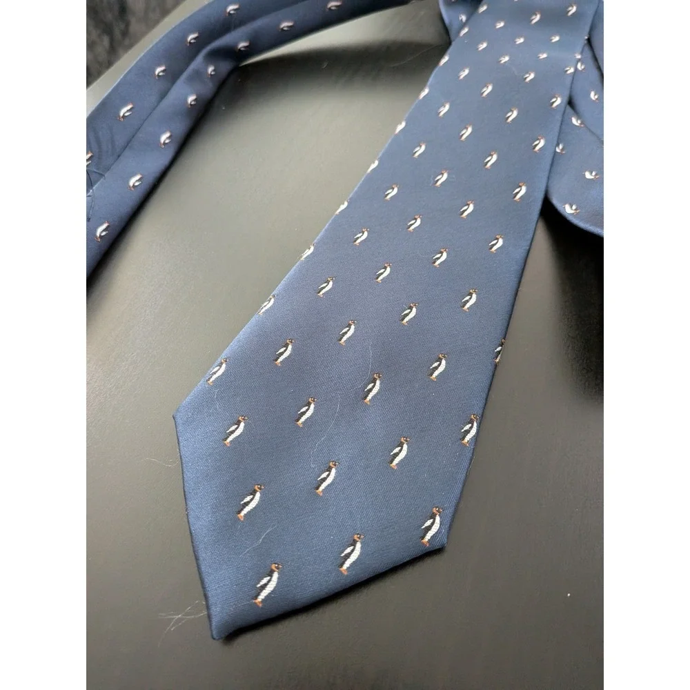 Barry Wang Italy Tie All Over Penguin Design‎ Blue 62